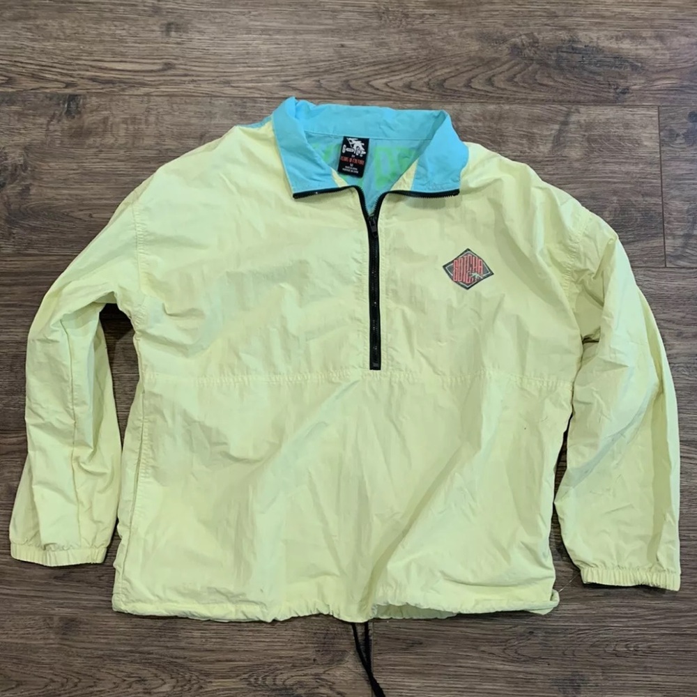 GOTCHA Neon Green Vintage Half Zip Nylon Windbreaker Jacket